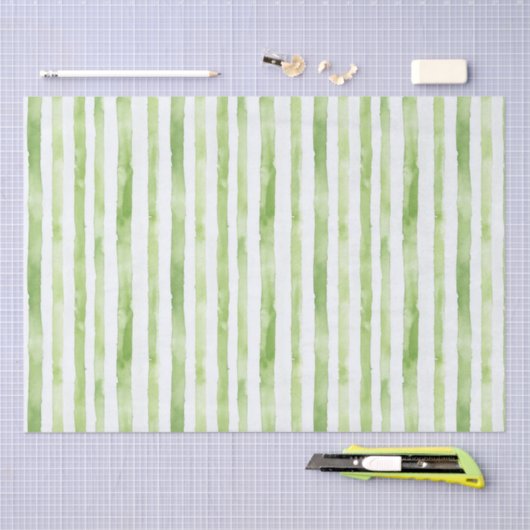 Green White Stripes Beach Verjaardag Tissuepapier (Craft)