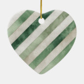 Green White Stripes Gold Ribbon Christmas Keramisch Ornament (Achterkant)