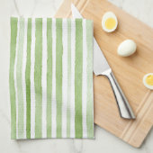 Green White Stripes Theedoek (Quarter Fold)