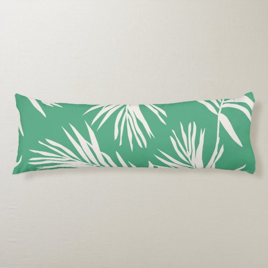 Green White Tropical Leaves Beach Home Decor Lichaamskussen (Voorkant)