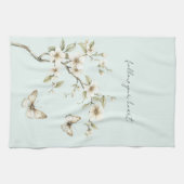 Green White Tulip Flowers Bridal Shower Theedoek (Horizontaal)