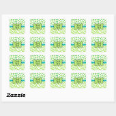 Green White Turquoise Leopard Zebra Skin Hartelijk Vierkante Sticker (Vel)