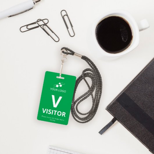 Green White Voeg je Logo bezoekersbadge toe Badge