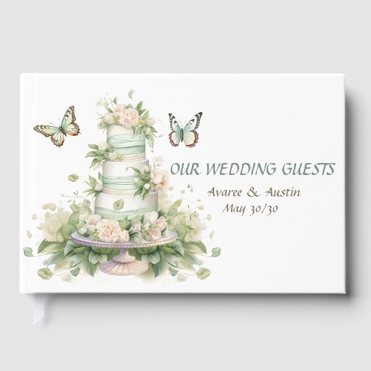 Green White Wedding Cake Gastenboek (Voorkant)