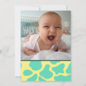 Green Who's in the MOOO-D Koe Print 1st Birthday Kaart (Achterkant)