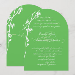 Green Wild Flower Branch Wedding Kaart