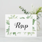 Green Wild Herb Spring Foliage Rsvp Card Kaart (Staand voorkant)