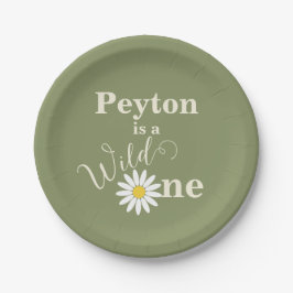 Green Wild One Eerste Verjaardag Papieren Bordje