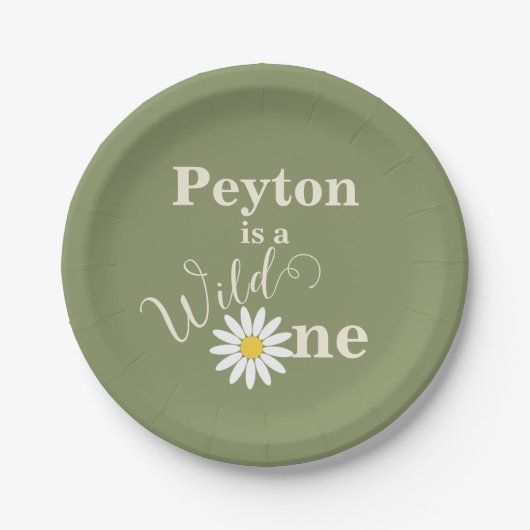 Green Wild One Eerste Verjaardag Papieren Bordje (Voorkant)