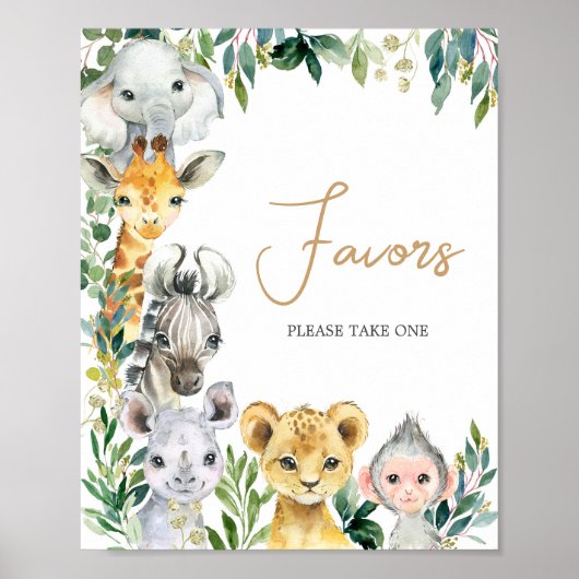 Green Wild One Safari Baby shower Favorieten Poster (Voorkant)