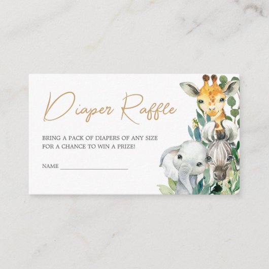 Green Wild One Safari Baby shower Luier Raffle Informatiekaartje (Voorkant)