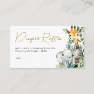 Green Wild One Safari Baby shower Luier Raffle Informatiekaartje