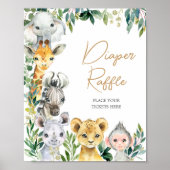 Green Wild One Safari Baby shower Luier Raffle Poster (Voorkant)