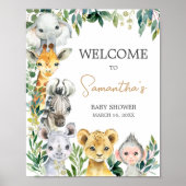 Green Wild One Safari Baby shower Welkom Poster (Voorkant)