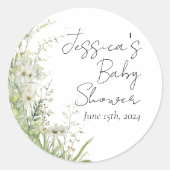 Green Wildflower Baby shower Stickers (Voorkant)