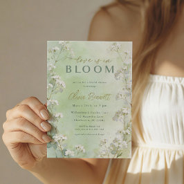 Green Wildflower Bridal Shower Invitation Kaart