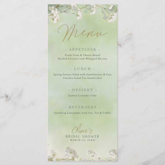 Green Wildflower Bridal Shower Menu (Voorkant)