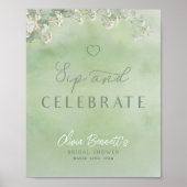 Green Wildflower Sip and Celebrate Sign Poster (Voorkant)