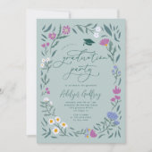 Green Wildflowers Afstudeerfeest Kaart (Voorkant)