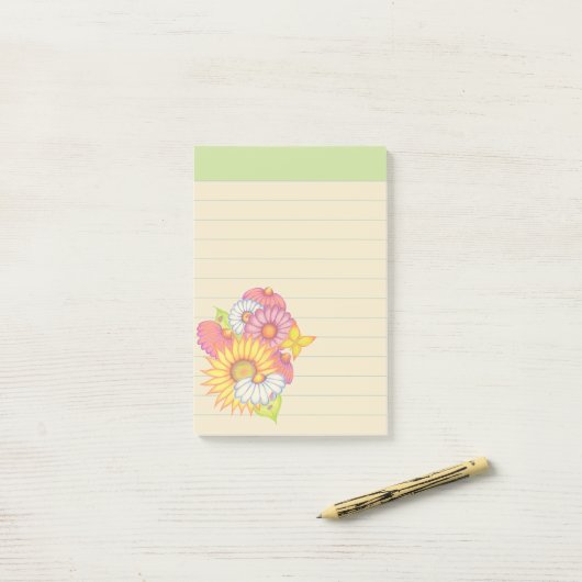 Green Wildflowers Post merkt op Post-it® Notes (Op bureau)