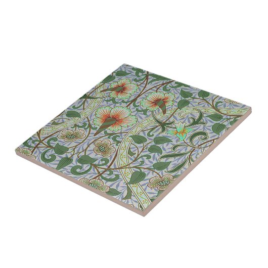 -Green William Morris Daffodil Floral Tegeltje (Zijkant)