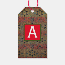 GREEN WILLIAM MORRIS GIFT LABEL CUSTOM INITIAAL CADEAULABEL