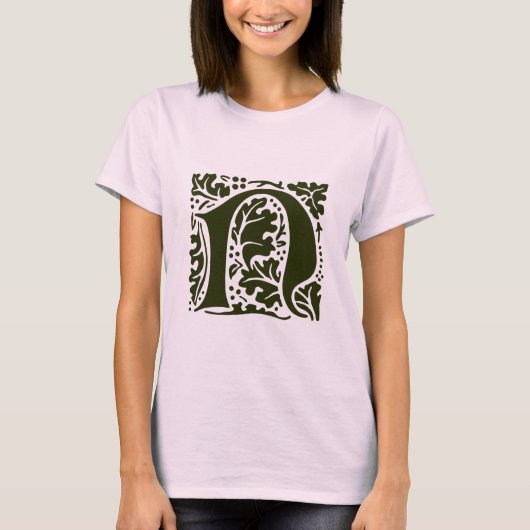 Green William Morris Letter N Monogram T-shirt (Voorkant)