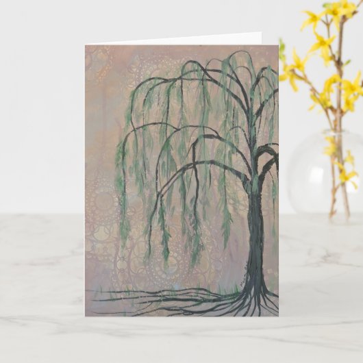 Green Willow Tree Wenskaart Kaart (Gele Bloem)