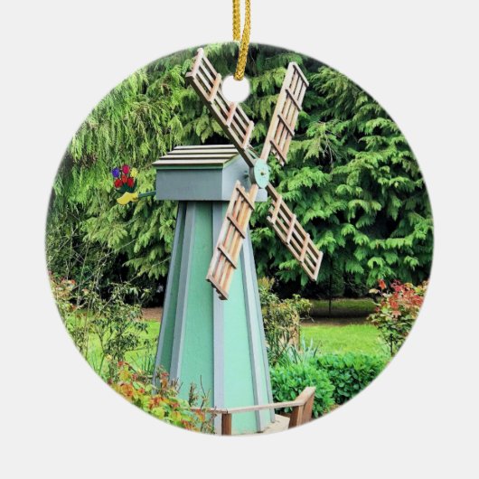 Green Windmill Garden Decor Keramisch Ornament (Voorkant)