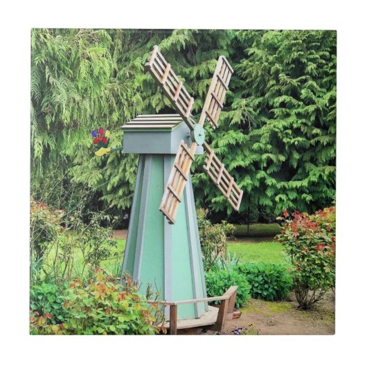 Green Windmill Garden Decor Tegeltje (Voorkant)