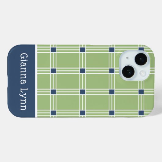 Green Windowpane Plaid Monogram Case-Mate iPhone Case (Achterkant (horizontaal))