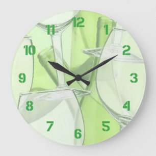 Green Wine Glasses Numbered Wall Clock Grote Klok