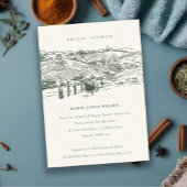 Green Winery Mountain Sketch Baby shower Invite Bedankkaart