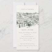 Green Winery Mountain Sketch Couples Shower Invite Bedankkaart (Voorkant)