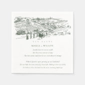 Green Winery Mountain Sketch Wedding Fun Facts Servet (Voorkant)