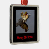 Green Wing Blauwgroen Duck Black Merry kerst omhul Metalen Ornament (Rechts)