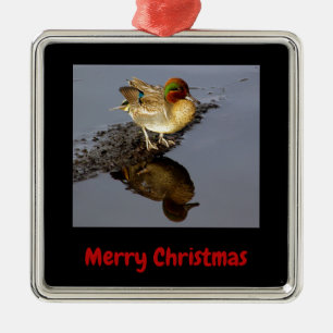 Green Wing Blauwgroen Duck Black Merry kerst omhul Metalen Ornament