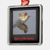 Green Wing Blauwgroen Duck Black Merry kerst omhul Metalen Ornament (Links)