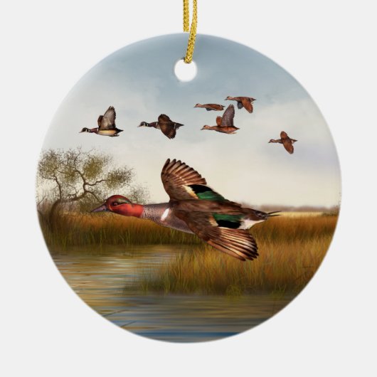 Green Wing Duck Keramisch Ornament (Voorkant)