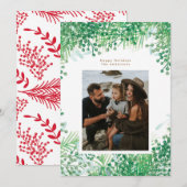 Green Winter Berries kerstfeestdag fotokaart Feestdagenkaart (Voorkant / Achterkant)