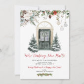 Green Winter Christmas New Address Announcement Kaart (Voorkant)