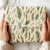 Green Winter Foliage Kraft Cadeaupapier
