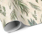 Green Winter Foliage Kraft Cadeaupapier (Rol Hoek)