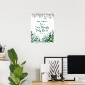 Green Winter Forest Drive by Baby shower Poster (Thuiskantoor)