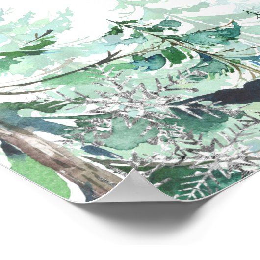 Green Winter Forest Drive by Baby shower Poster (Hoek)