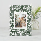 Green Winter Forest One Photo Christmas Kaart (Staand voorkant)
