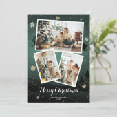 Green Winter Holiday Merry Kerstfotokaarten Feestdagenkaart (Staand voorkant)