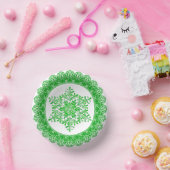 Green Winter Snowflake Lace Edge Papieren Kommen (Feest)