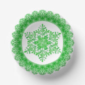 Green Winter Snowflake Lace Edge Papieren Kommen (Voorkant)