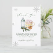 Green Winter Snowflake S'more Cookie Baby Shower  Bedankkaart (Staand voorkant)